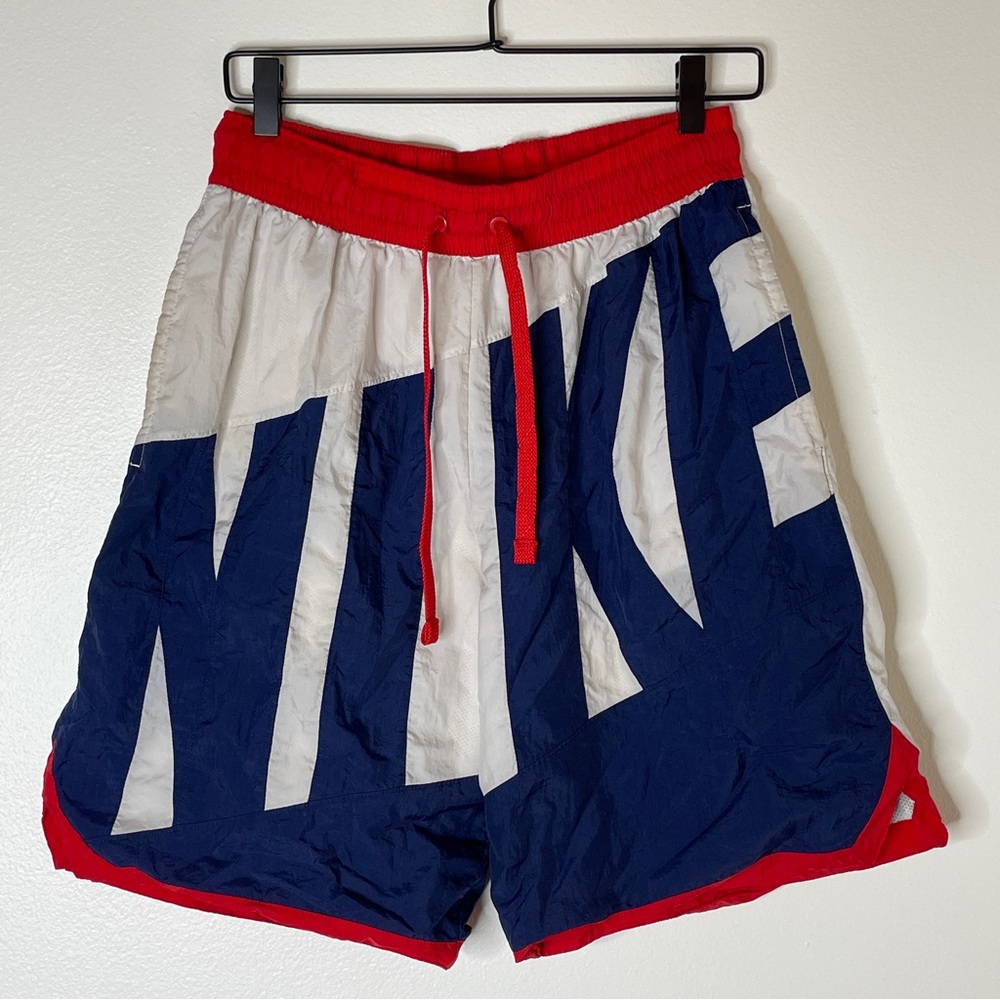 Vintage Nike Athletic Shorts Red White Blue Drawstring 90s Basketball Retro Sz M